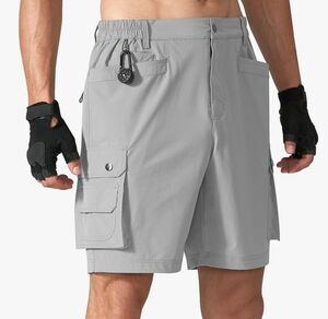 KPSUN Quick Dry Casual Cargo Shorts with Multi Pockets Gray Size S New With Tags